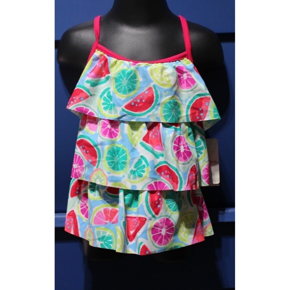 Tommy bahama Girl's Flounce Ruffle Tankini two piece binki set watermelon sz 4 - Picture 1 of 4